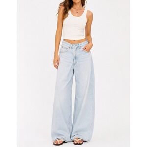AGOLDE Vana Fold Jeans 29 Spark Ultra Wide Leg Baggy Raw Hem Denim